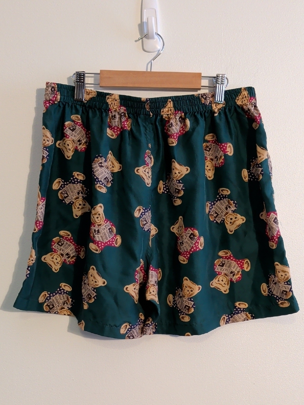 VINTAGE LA SENZA teddy bear print silk lounge shorts - size m - Picture 7 of 10